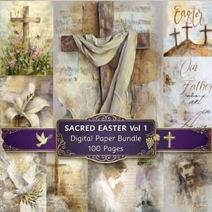Sacred Easter Vol 1  Journal Pages | Vintage Christian Art | Watercolor | Bundle Kit  | Bible  (Digital Download)