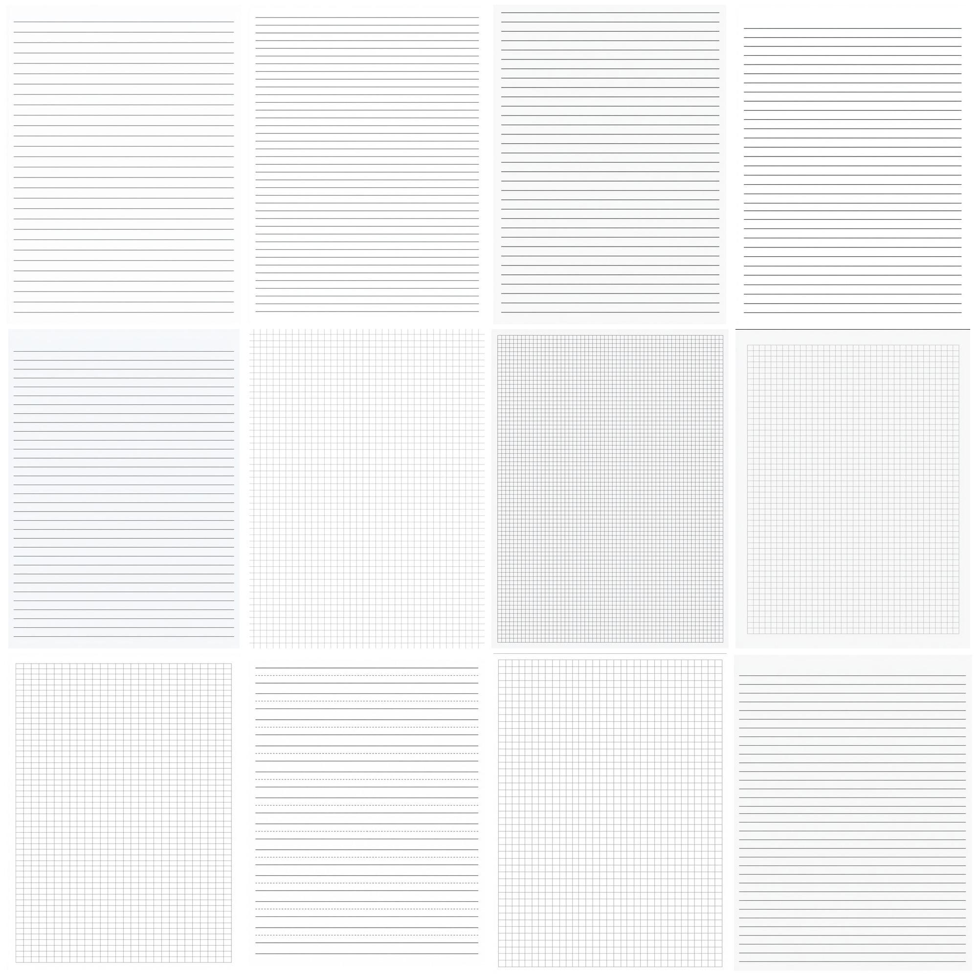 Printable Lined Paper Bundle, Wide Ruled College Ruled, Notebook Paper ...