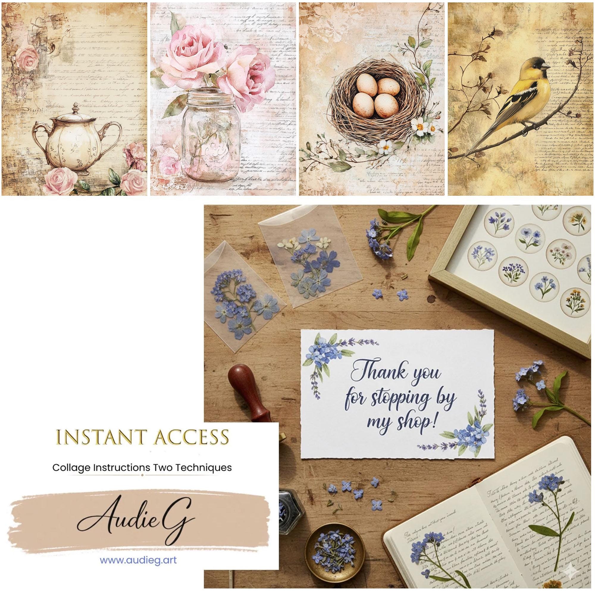 VINTAGE SHABBY | Junk Journal Kit Printable | Vintage Ephemera Pages ...