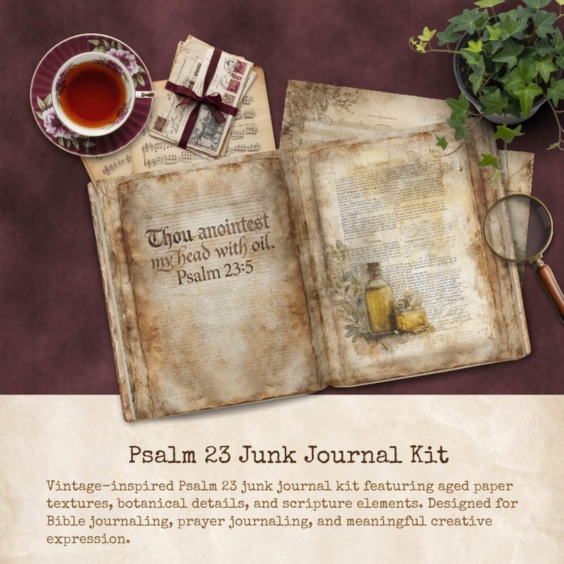 PSALM 23 Printable Journal Kit | Christian Junk Journal Pages | Bible ...