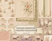 VINTAGE SCRIPTURE Journaling Kit | Christian Junk Journal Printables | Floral Bible Study Ephemera Bundle