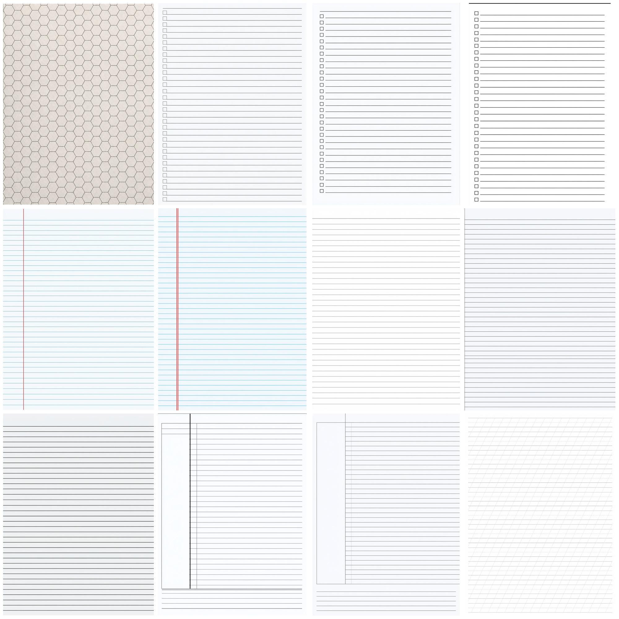 Printable Lined Paper Bundle, Wide Ruled College Ruled, Notebook Paper ...