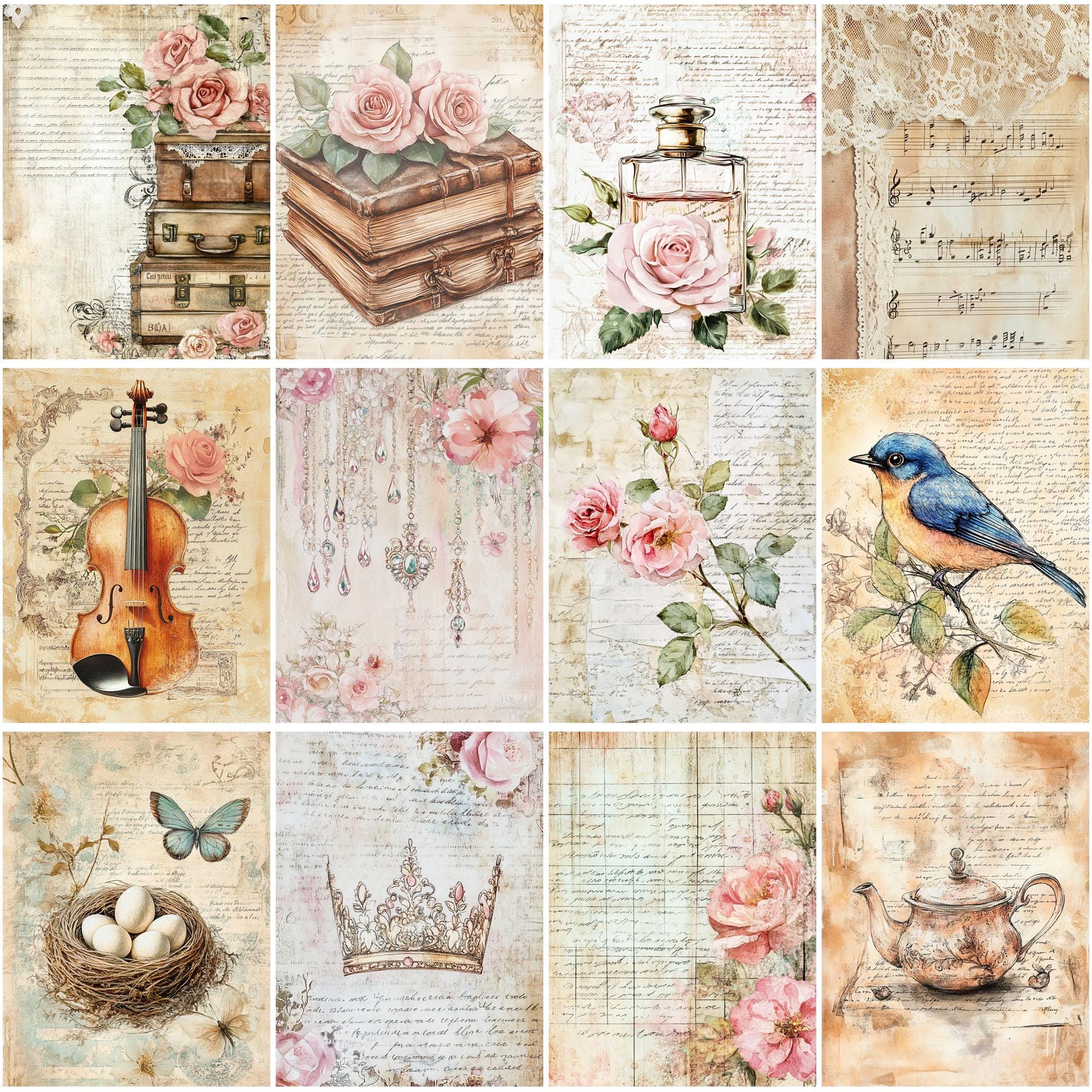 VINTAGE SHABBY | Junk Journal Kit Printable | Vintage Ephemera Pages ...