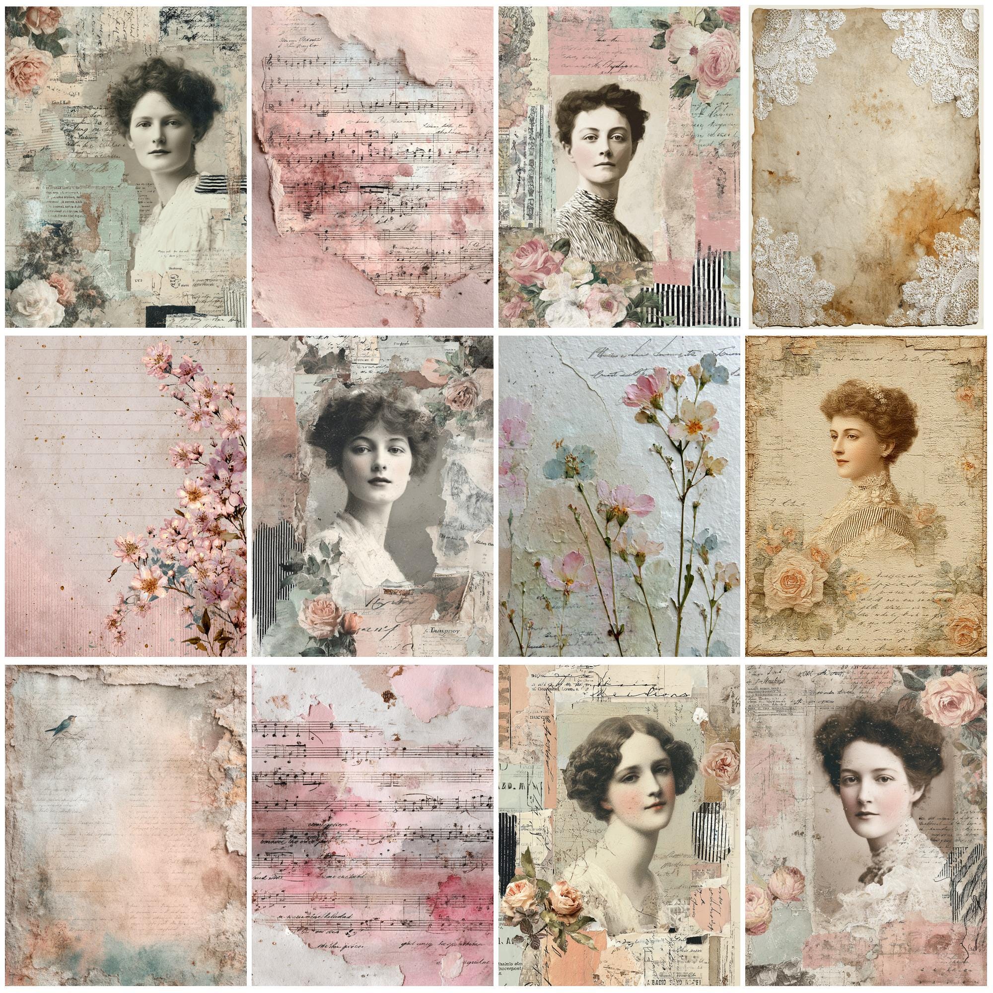 Victorian Lady Junk Journal Pages, Vintage Journaling Kit, Vintage Lady ...