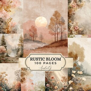 RUSTIC BLOOM  Journal Pages | Vintage Art | Mixed Media | Bundle Kit  |   (Digital Download)