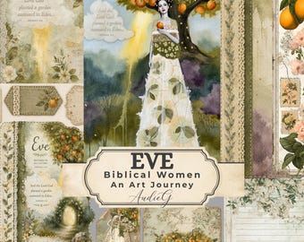 EVE Bible Journaling Kit | Biblical Women Art Journey | Eve Scripture Tip In Pages, Tags, Mixed Media Printable, Digital Download