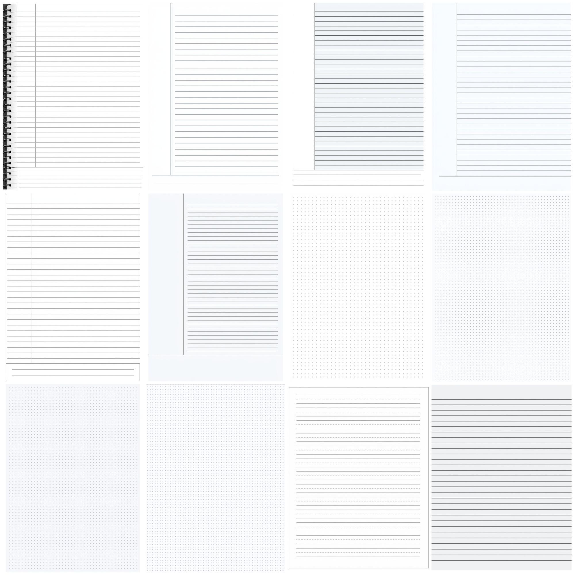 Printable Lined Paper Bundle, Wide Ruled College Ruled, Notebook Paper ...
