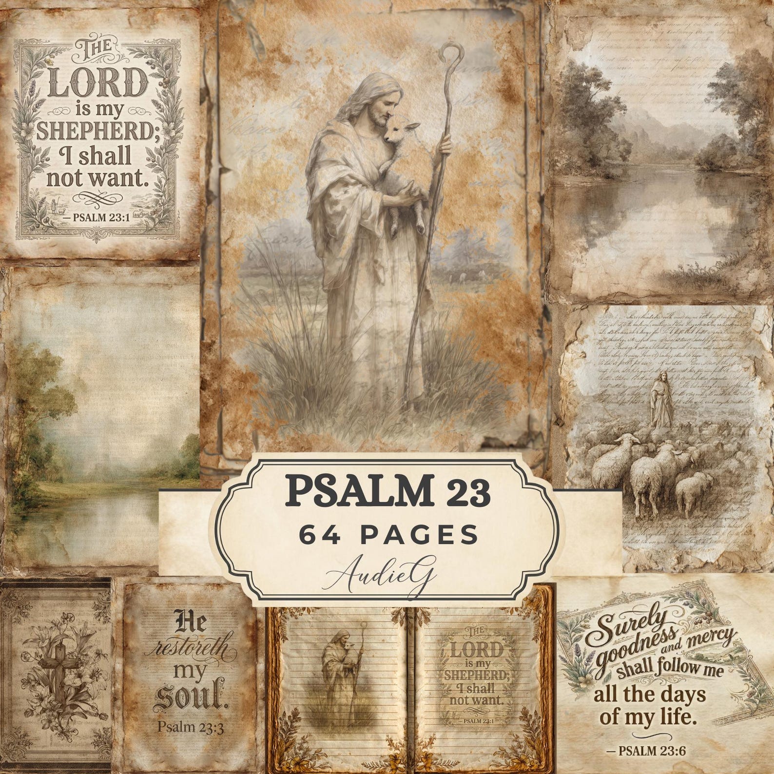 PSALM 23 Printable Journal Kit | Christian Junk Journal Pages | Bible ...
