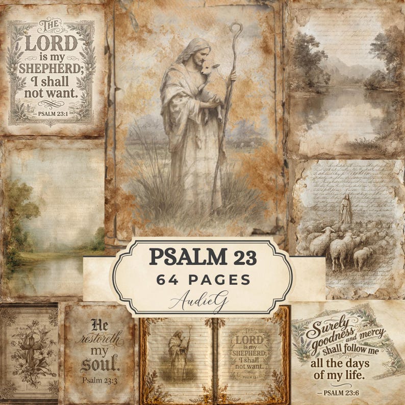 PSALM 23 Printable Journal Kit | Christian Junk Journal Pages | Bible ...