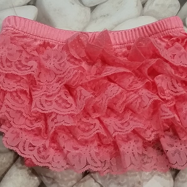 Baby diaper cover - newborn diaper cover - coral diaper cover - ruffle diaper cover - bloomers - girls diaper cover - lace diaper cover