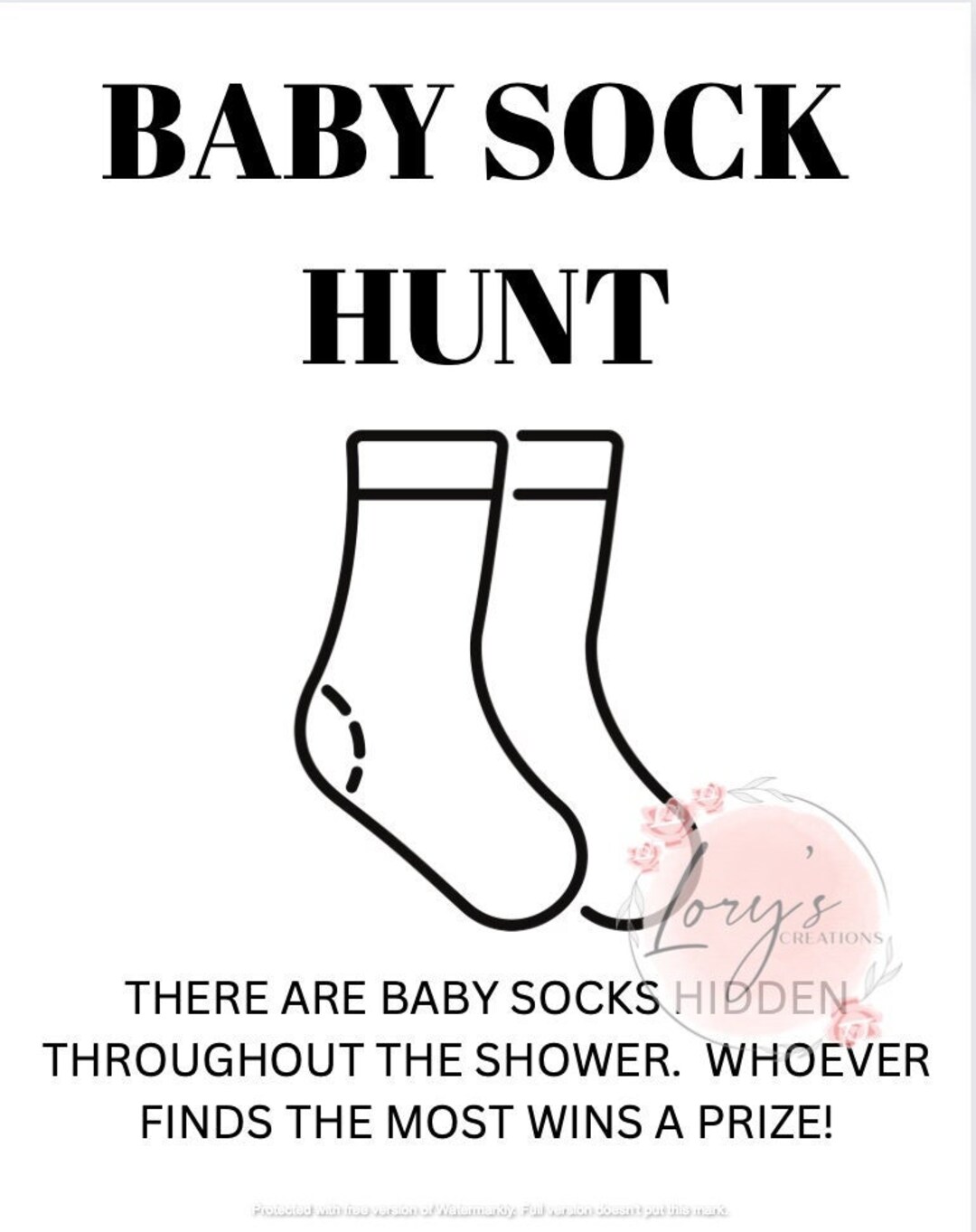 BABY SOCK Hunt Game, Printable Baby Shower Game, Simple Black and White