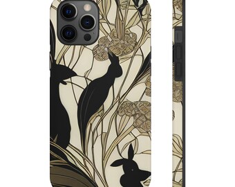 Coque de téléphone abstraite fantaisiste vintage avec résistance aux chocs et impression vive - Compatible avec plusieurs modèles d'iPhone