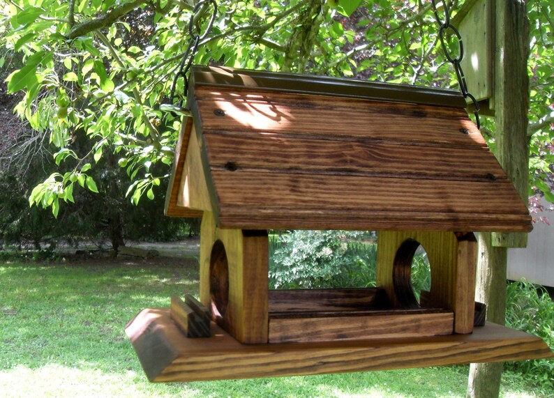 Wood Bird Feeder Stained or Painted Etsy