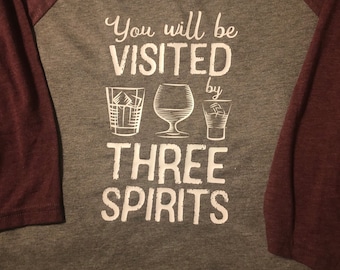 Three Spirits Holiday Glow Christmas Carol tee