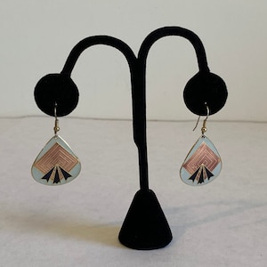 Vintage Enamel and Cloisonné  earrings, Vintage fashion earrings, Cloisonne Earrings, Hook Earrings,Enamel earrings