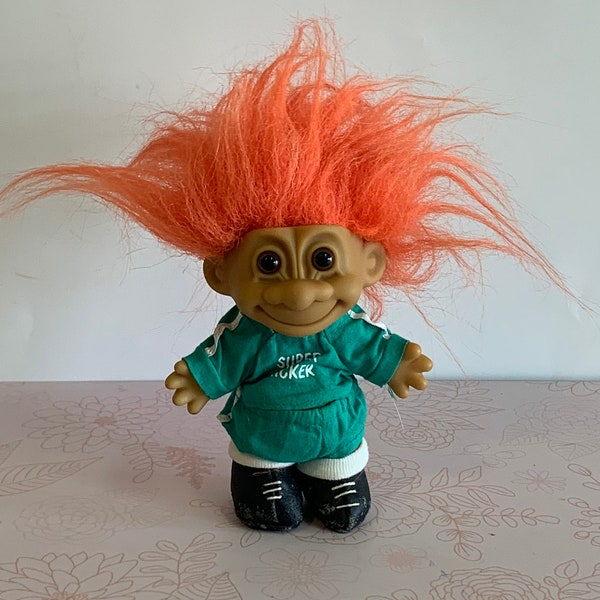 Vintage Russ Troll doll, Vintage troll doll, Russ troll doll, russ troll, Orange hair troll doll, Soccer Player Troll