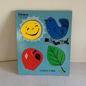 Vintage Colors I see Puzzle, Wooden Frame Tray Puzzle, vintage tray Puzzle