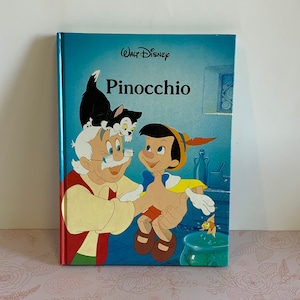 Vintage Disney Storybook, Vintage Disney Pinocchio Book, Walt Disney Book , Walt Disney Pinocchio book, Longmeadow Press Walt Disney Book
