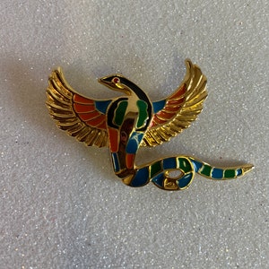 Vintage Bird Jewelry,  Colorful Bird Brooch, Bird Snake Brooch, vintage Bird Brooch, Bird Brooch, Bird Pin, Snake Bird Brooch