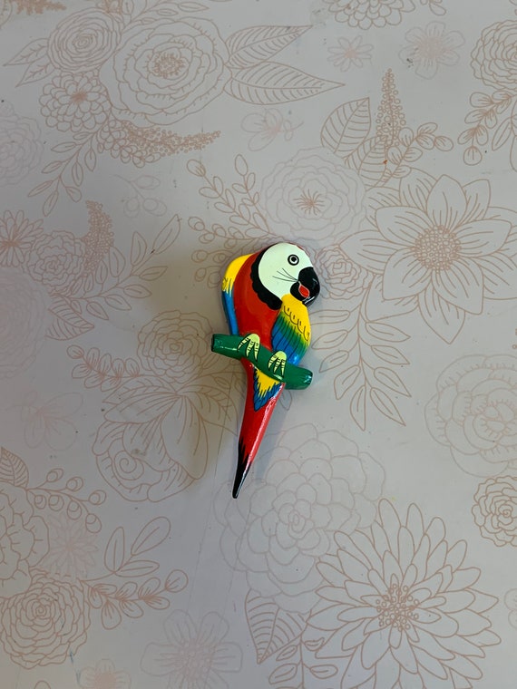 Vintage Wood Carved Brooch,  Bird Wooden Pin, wood