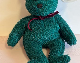 Retired TY Beanie Baby Teddy Bear: Teal Plush Collectible