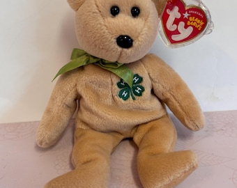 Retired TY Beanie Baby Bear: Teddy with Shamrock
