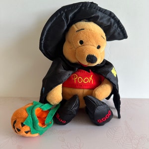 Disney Store Winnie the Pooh bean bag doll, Halloween Winnie Pooh, Disney Pooh Bear bean bag doll,  Witch  Pooh Bear