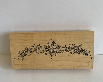 1998 N denami design Rubber Stamp, Wooden Rubber Stamp, Wood Mounted Stamp, Floral stamp, Flowers Stamp