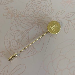 Gold Tone Stick Pin, Letter K Initial Pin, Letter K Initial Gifts, Tie Pin, Scarf Stick Pin, Vintage Stick Pin