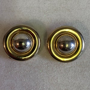 Vintage Gold tone earrings, Silver and Gold tone earrings, Clip on earrings, Vintage Earrings, Costume Jewelry, 80s earrings