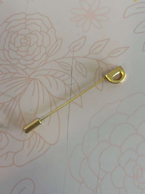 Gold Tone Stick Pin, Letter D Initial Pin, Letter 