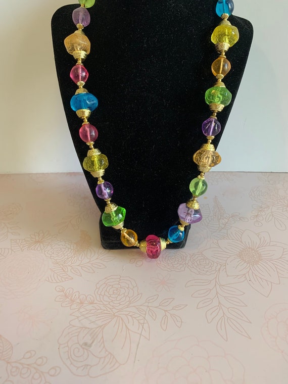 Vintage Beaded Necklace, Colorful Bead Necklace, B