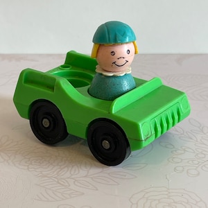 Vintage Fisher Price Little People Car with Girl Figurine