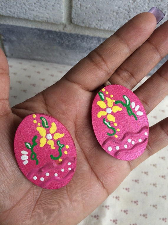 Easter Egg wood earrings, Easter egg earrings, Vi… - image 5