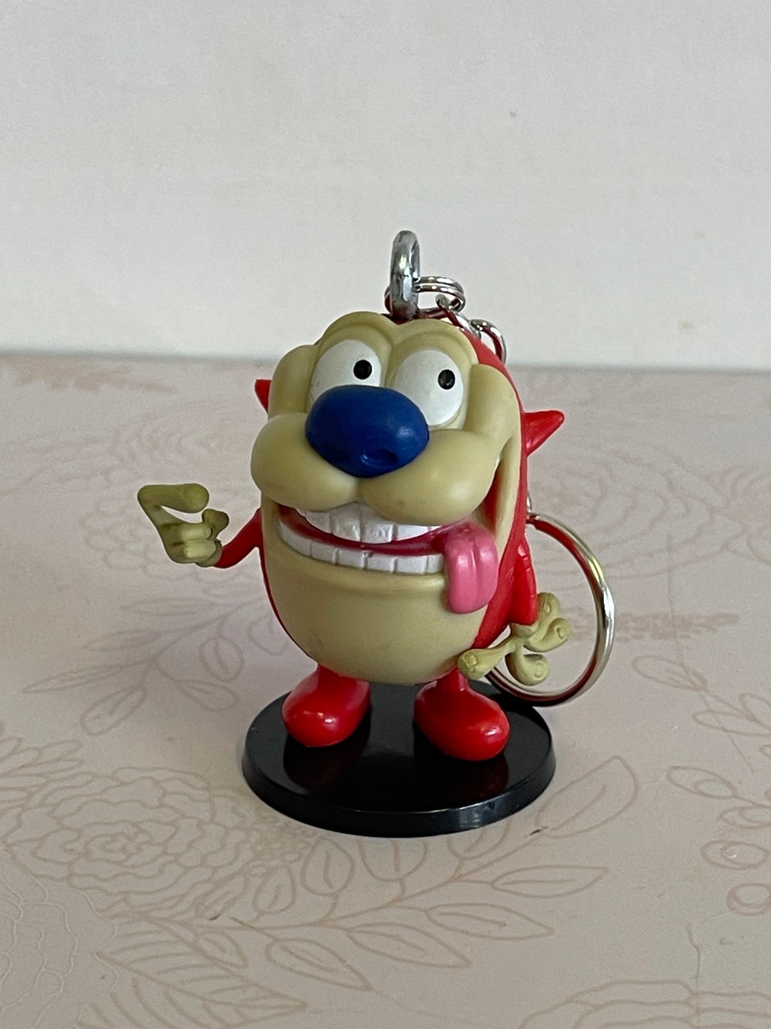 Handmade Ren and Stimpy Toy Figure Key Chain, Handmade Keychain, Stimpy