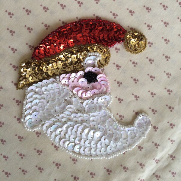 Apliques de lentejuelas de Santa Claus, Navidad apliques, apliques de lentejuelas, Navidad lentejuelas parche, parche de Santa Claus, Navidad parche