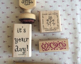 Stampin up stamp, Wooden stamp lot, Ink Stamp, Floral stamp Stamp, Heart stamps, Retired Stampin' up