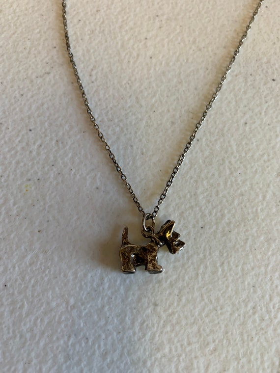 Vintage Scottie dog Necklace Scottie Necklace Silver tone Necklace Scottie dog Jewelry Scottie Terrier dog Necklace Etsy