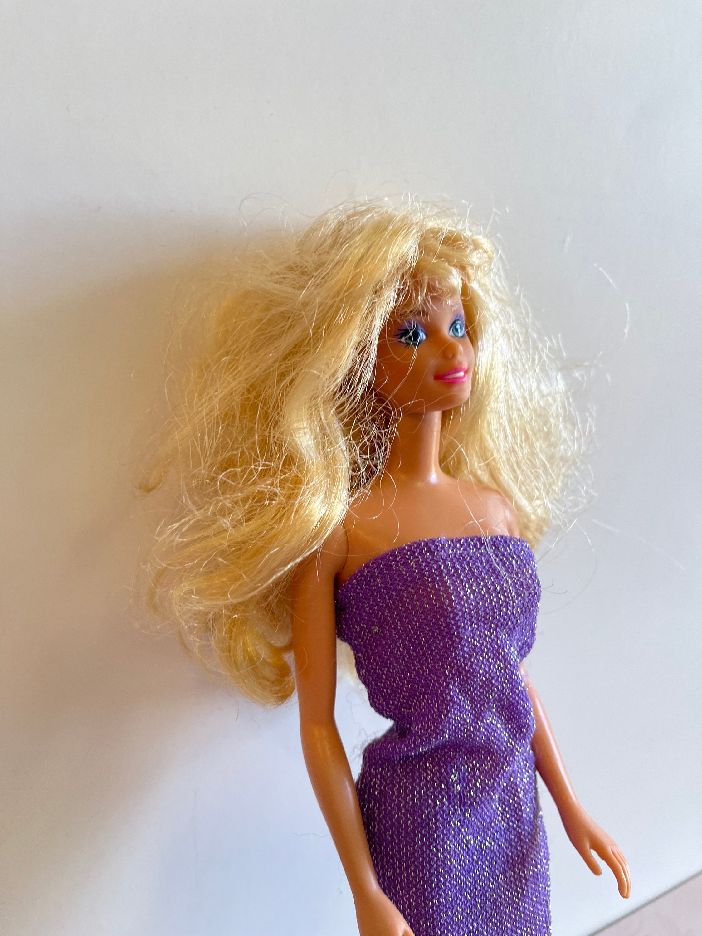 90s Mattel Barbie Doll: Vintage Purple Gown
