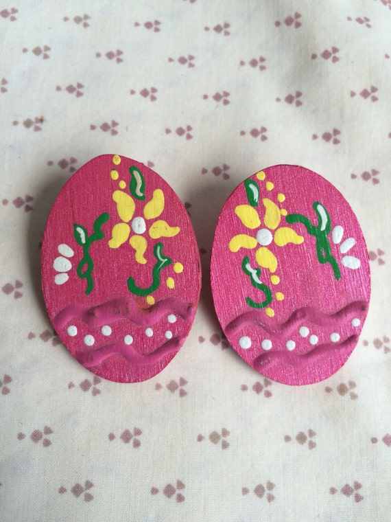Easter Egg wood earrings, Easter egg earrings, Vi… - image 1