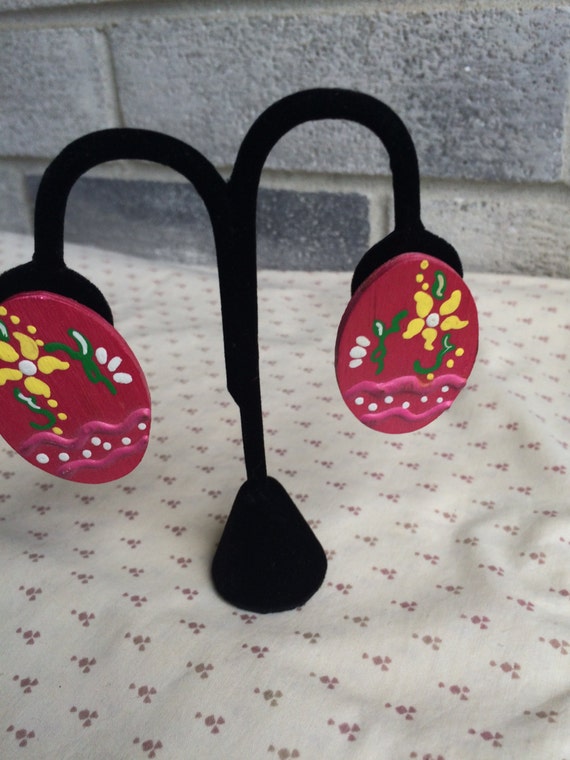 Easter Egg wood earrings, Easter egg earrings, Vi… - image 3