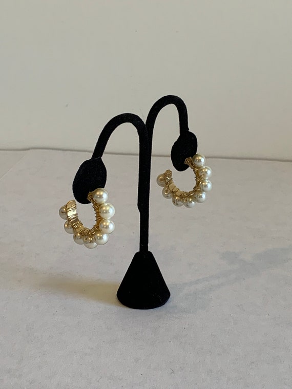 Beaded hoop earrings, Bead Wired earrings, Hoop Ea