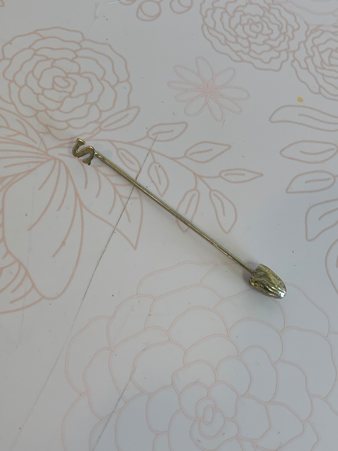 Vintage Silver Tone Stick Pin, Letter S Initial - Etsy