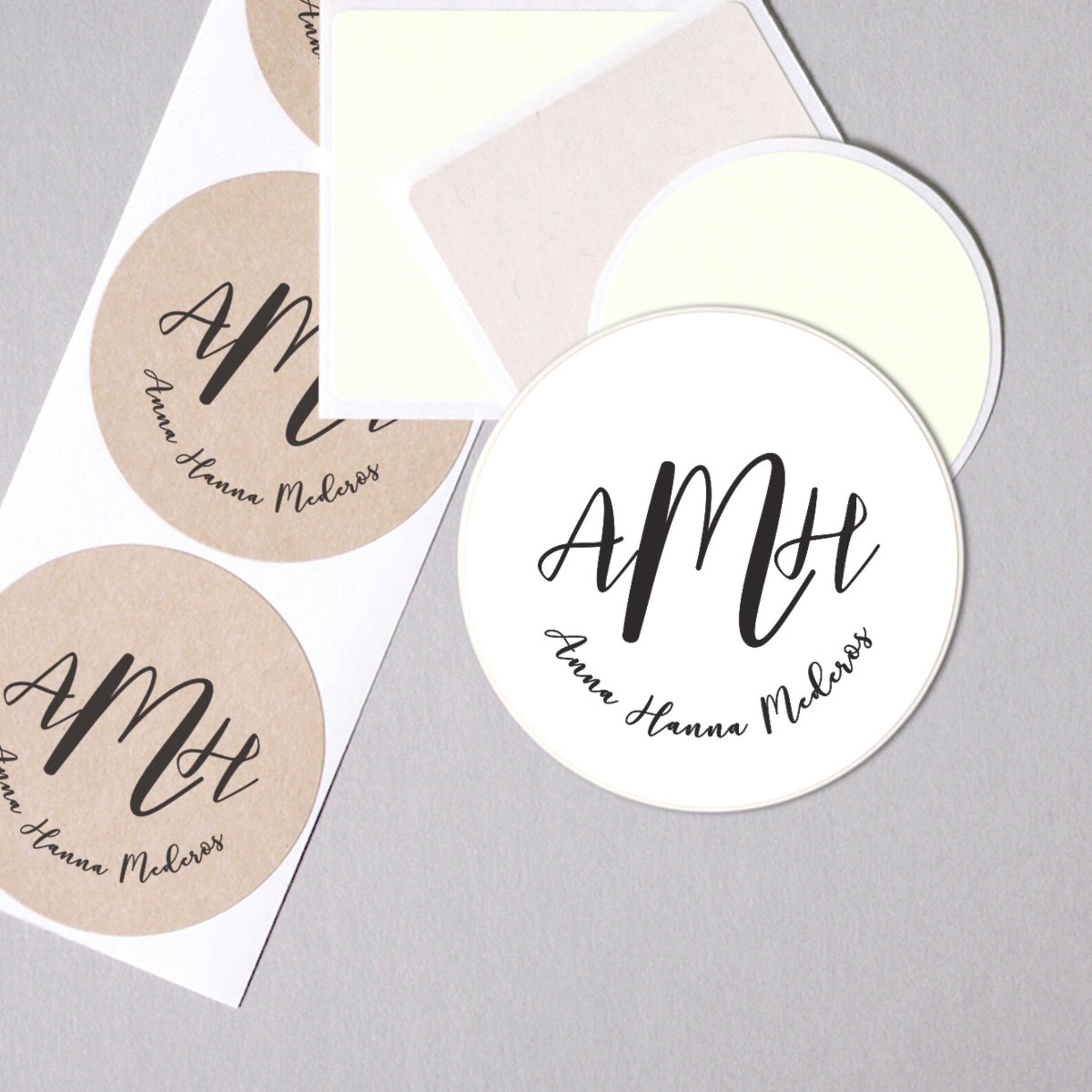 Monogram Label Stickers Personalized Custom Your Name Envelope Etsy