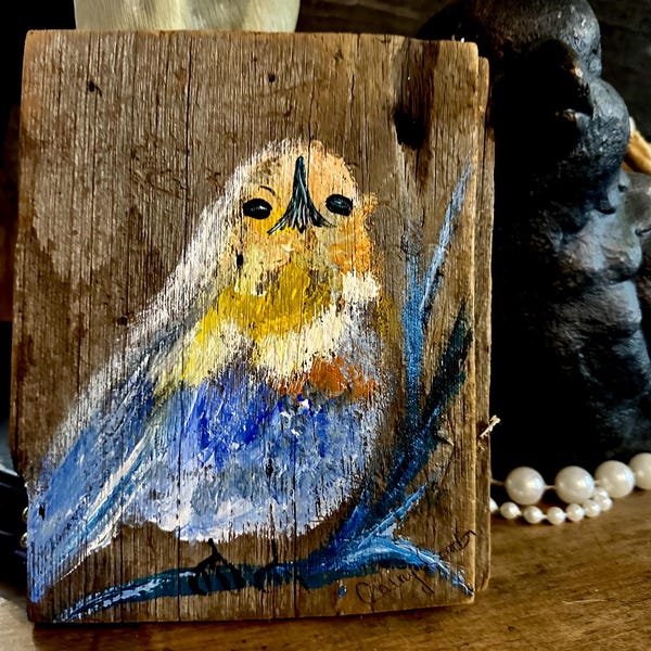 Barnwood Painted Bird Artist Painted