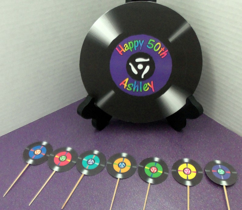 Record cupcake toppers 45's vinyl cupcake toppers Etsy