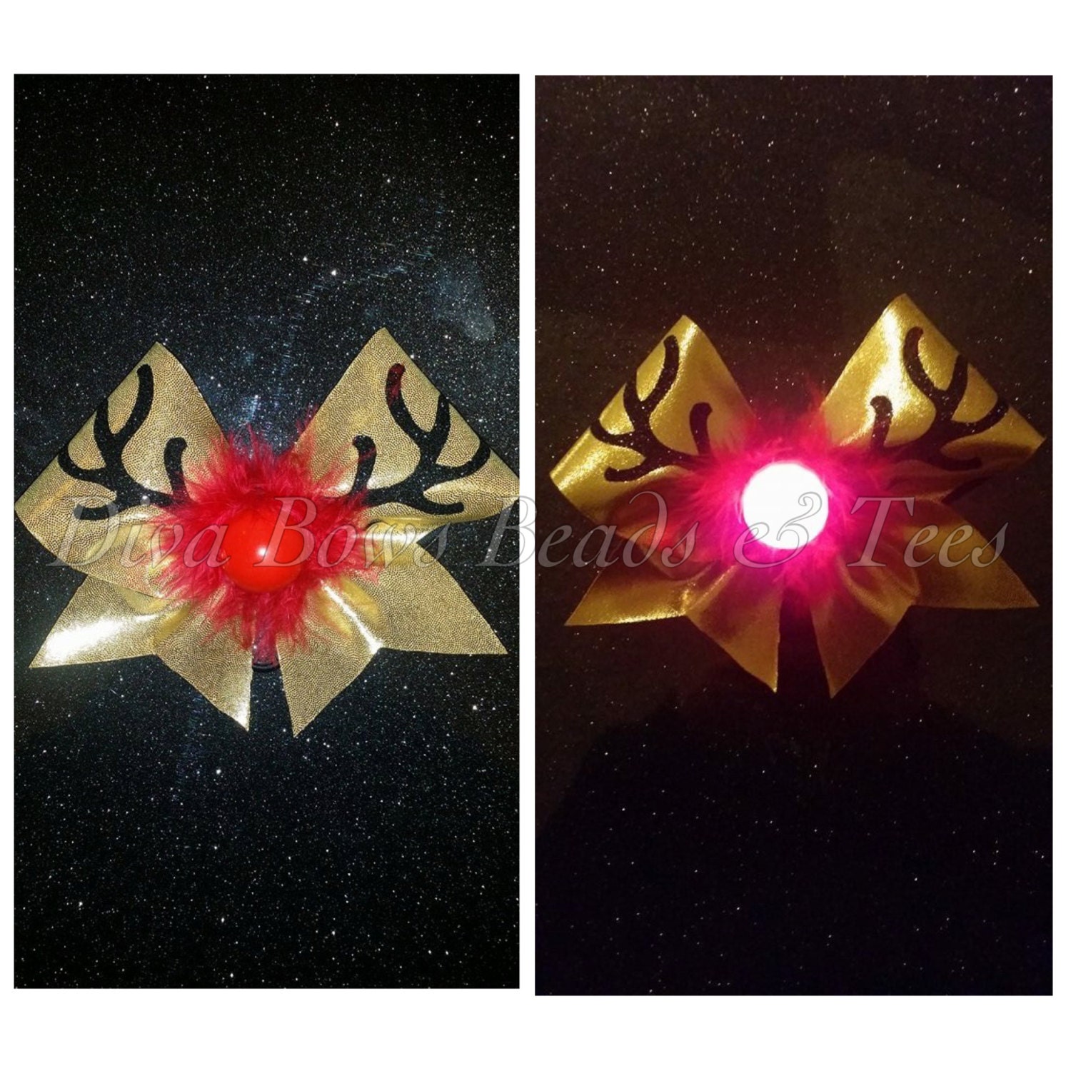 Rudolph bow light up cheer bow