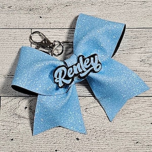Glitter Cheer Bow Keychain Customization available Perfect for Cheer, softball, soccer, volleyball etc.