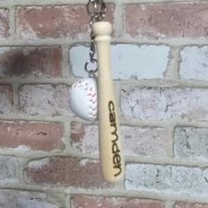 Engraved baseball and bat keychain / softball and bat keychain
