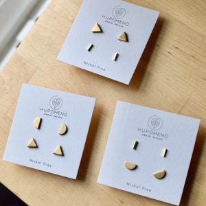 2 Pairs Set | Tiny Minimalist | Gold Geometric Studs | Duo Set  | Mix or Match | Mother's Day Gift | Gift For Her | Everyday Earrings